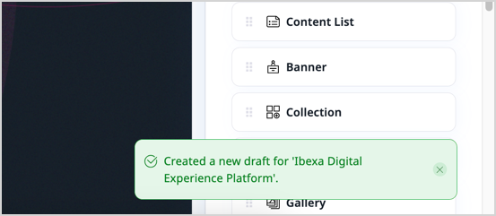 Example of the notification bar Example of an info notification
